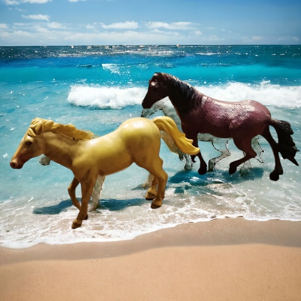 VINTAGE  playschool rubber HORSES